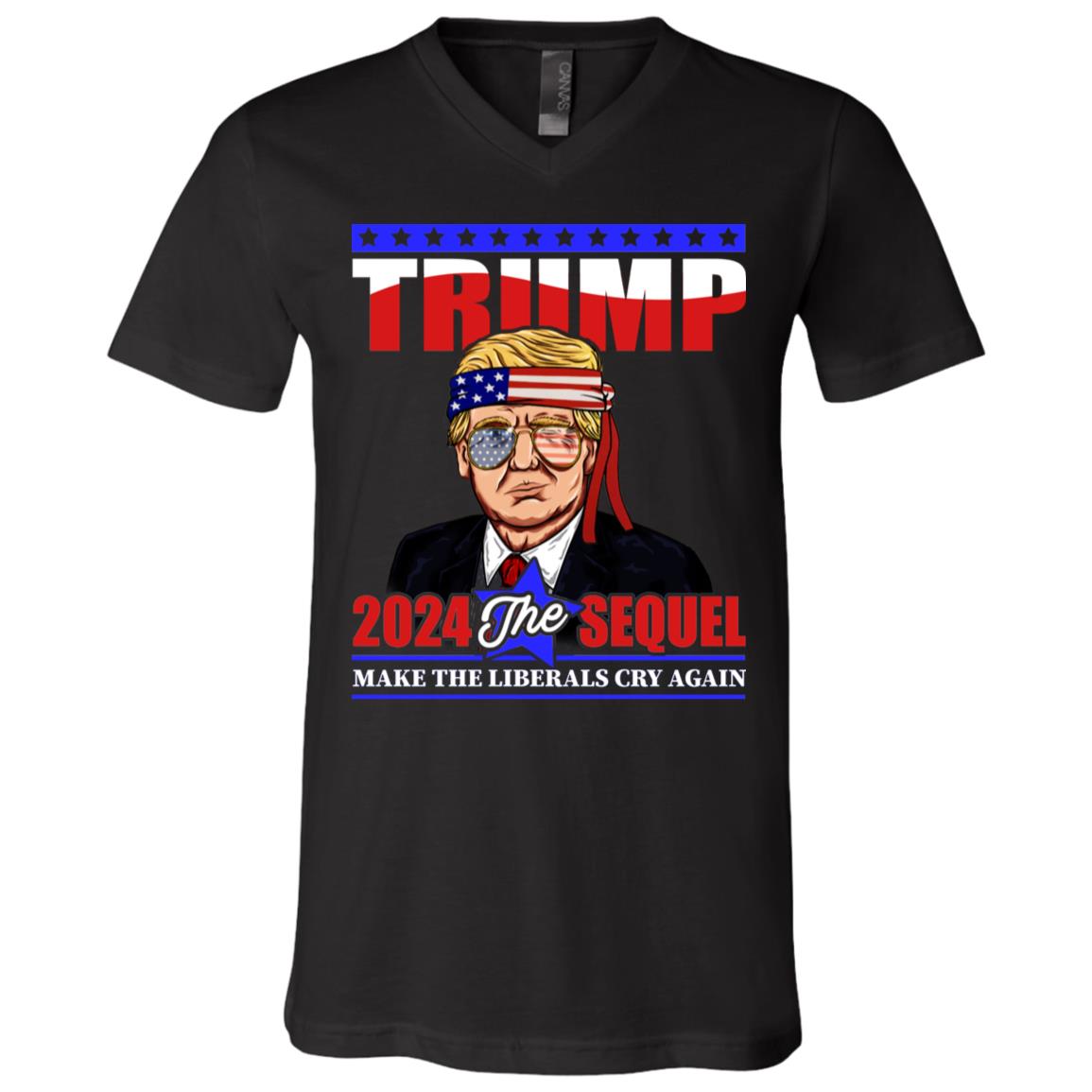 trump vneck, Black, V-Neck T-Shirt