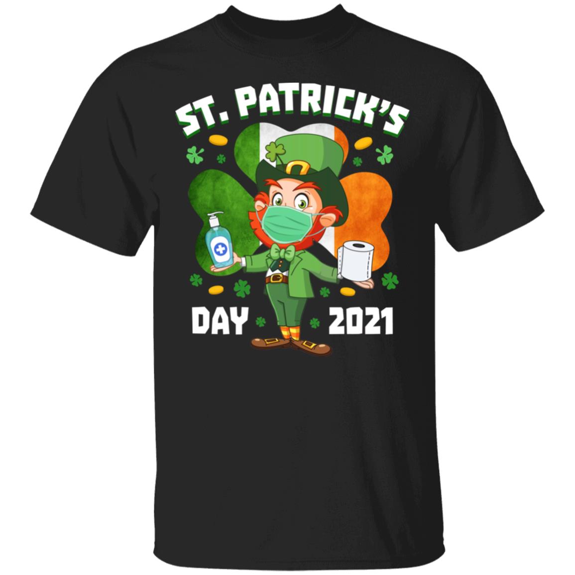 Leprechaun Wearing Mask T-Shirt, Black, Unisex T-Shirt