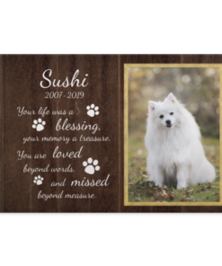 Personalized Custom Photo Your Life Was A Blessing Pet Memorial Framed Canvas - Sympathy Dog Unframed Poster, White, 0.75'' Framed Canvas