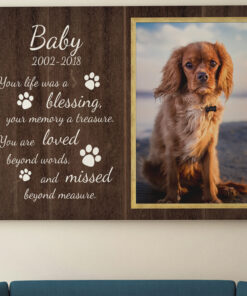 Alternative view of Personalized Custom Photo Your Life Was A Blessing Pet Memorial Framed Canvas - Sympathy Dog Unframed Poster