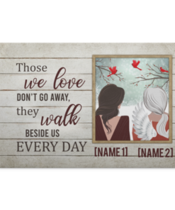 Personalized Those We Love Don't Go Away They Walk Beside Us Every Day - Memorial Loved Ones Framed Canvas - Unframed Poster, White, 0.75'' Framed Canvas