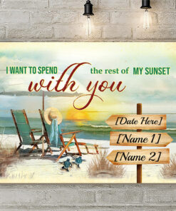 Alternative view of Personalized I Want To Spend The Rest Of My Sunset With You Beach Wrapped Framed Canvas - Unframed Poster