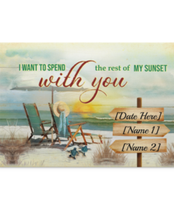 Personalized I Want To Spend The Rest Of My Sunset With You Beach Wrapped Framed Canvas - Unframed Poster, White, 0.75'' Framed Canvas