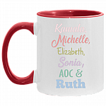 Badass Powerful Women - Kamala Michelle Rbg Elizabeth and Sonia Feminist Accent Mug, White/Red, 11 oz. Accent Mug