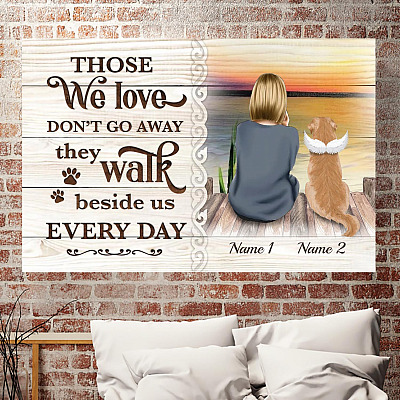 Alternative view of Personalized Loss Dog Memorial Gift for Fur Mom - They Walk Beside Us Framed Canvas Prints - Unframed Poster
