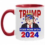 Anti Biden Is Not My President - Trump Four More Years in 2024 Pro Trump Accent Mug, White/Red, 11 oz. Accent Mug