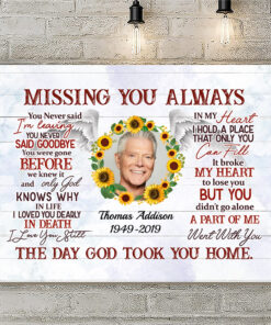 Alternative view of Personalized Photo Missing You Always You Never Said I'm Leaving You Never Said Goodbye Framed Canvas - Unframed Poster