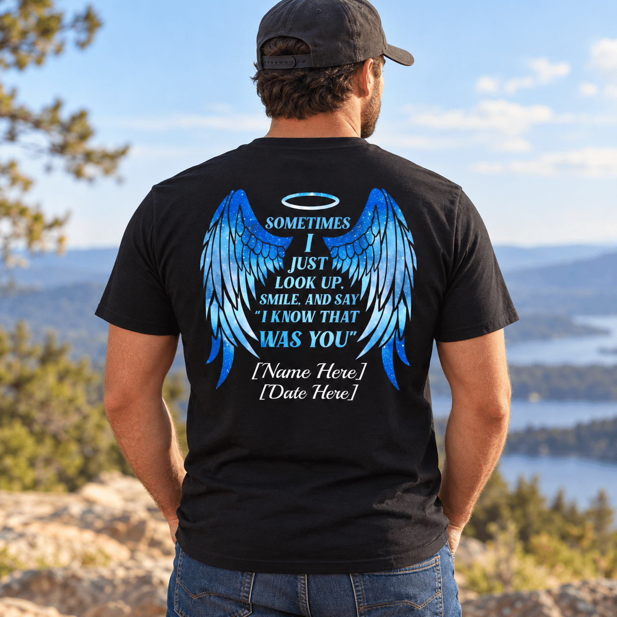 Personalized Sometimes I Just Look Up Smile And Say I Know That Was You Memorial Print Back Only T-shirt - Image 5