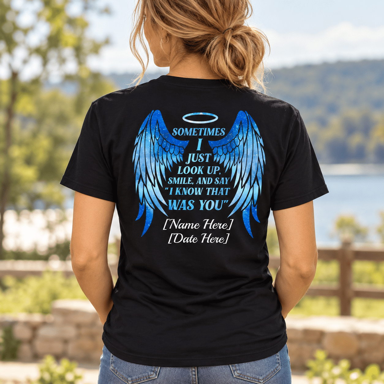 Personalized Sometimes I Just Look Up Smile And Say I Know That Was You Memorial Print Back Only T-shirt - Image 6