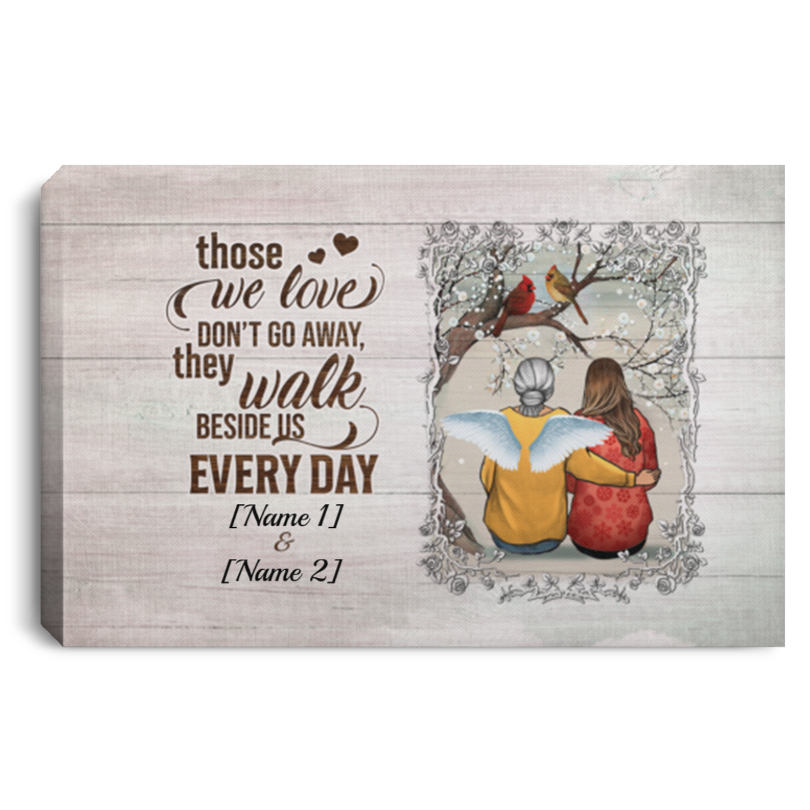 Personalized Cardinal Those We Love Don't Go Away Framed Canvas Prints - Memorial Unframed Poster, White, 0.75'' Framed Canvas