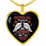 Grandpa's Girl I Used to Be His Angel Now He's Mine Angel Wings Heart Pendant Necklace for Granddaughter - Heart Luxury Necklace (Gold Plated)