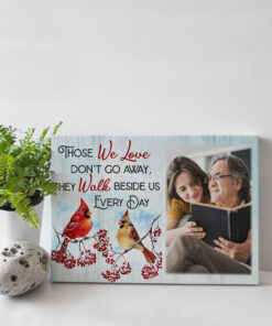 Alternative view of Personalized Photo Those We Love Don't Go Away They Walk Beside Us Every Day Cardinal Memorial Canvas Prints