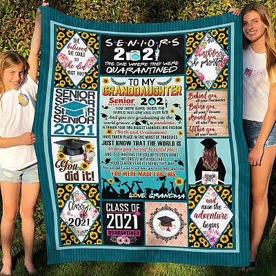Alternative view of From Grandma To My Granddaughter Senior 2021 You Were Born When The World Was Grieving Fleece Blanket - Sherpa Blanket