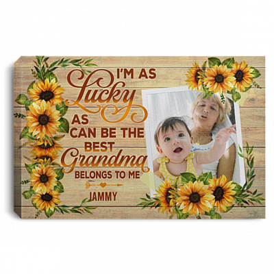 Personalized Photo the Best Grandma Belong to Me Wrapped Framed Canvas Prints - Unframed Poster - Home Decor Wall Art, White, 0.75'' Framed Canvas