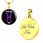 Pisces AF Funny Pisces Zodiac Birthday Gifts Galaxy Circle Pendant Necklace - Circle Luxury Necklace (Gold Plated)
