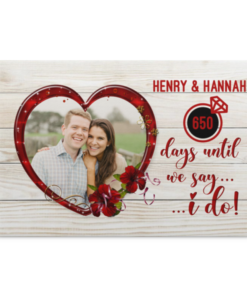 Custom Photo Day Until We Say I Do Wrapped Framed Canvas Prints - Unframed Poster - Home Decor Wall Art, White, 0.75'' Framed Canvas