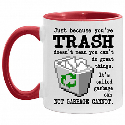 Trash Accent Mug, White/Red, 11 oz. Accent Mug