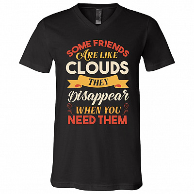 Some Friends Cloud, Black, V-Neck T-Shirt