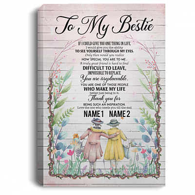 Personalized to My Bestie Truly Friendship - Gift for Best Friend Wrapped Framed Canvas Prints - Unframed Poster, White, 0.75'' Framed Canvas