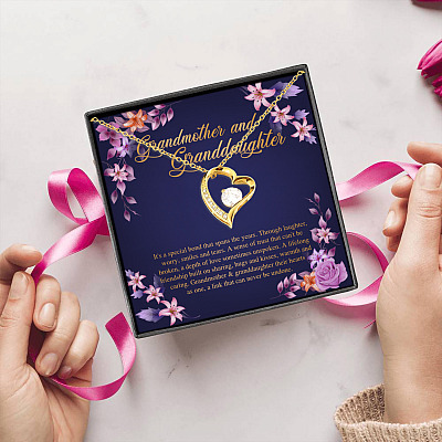 Grandmother and Granddaughter It's A Special Bond That Spans The Years Forever Love Heart Pendant Necklace