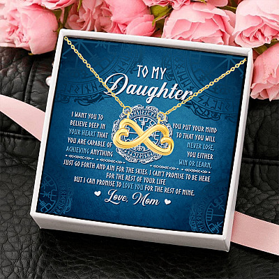 Alternative view of Viking Mom To My Daughter I Want You To Believe Deep In Your Heart Infinity Heart Pendant Necklace