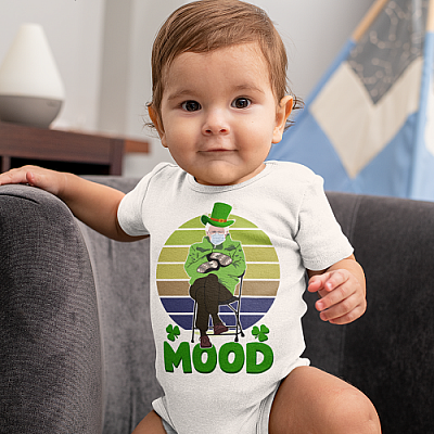 Alternative view of St Patricks Day Mood Bernie Sanders Mittens Meme Inauguration Baby Onesie - Baby Infant Bodysuit