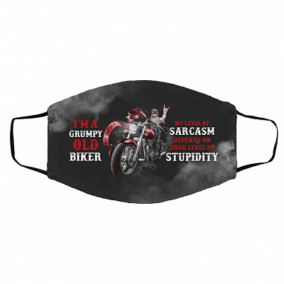 Biker Mask, White, Cloth Face Cover – Medium/Large