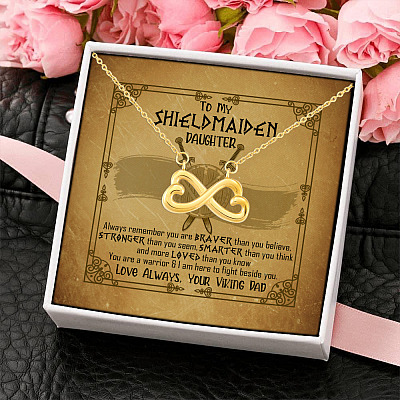 Alternative view of Dad To My Shieldmaiden Daughter Always Remember You Are Braver Than You Believe Infinity Heart Pendant Necklace