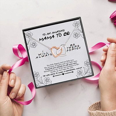 To An Amazing Mama To Be You Are Going To Make A Wonderful Mama Pregnancy Gift Interlocking Hearts Pendant Necklace