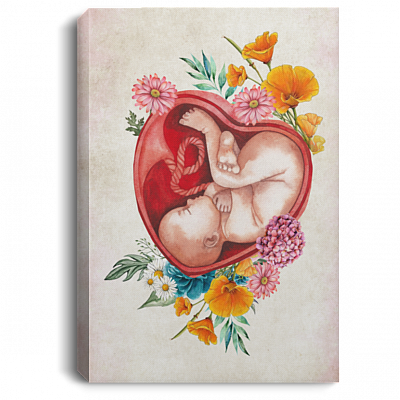 Pregnancy Womb Anatomy Gynecology Gallery Wrapped Framed Canvas Prints-Unframed Poster-Home Decor Wall Art, White, 0.75'' Framed Canvas