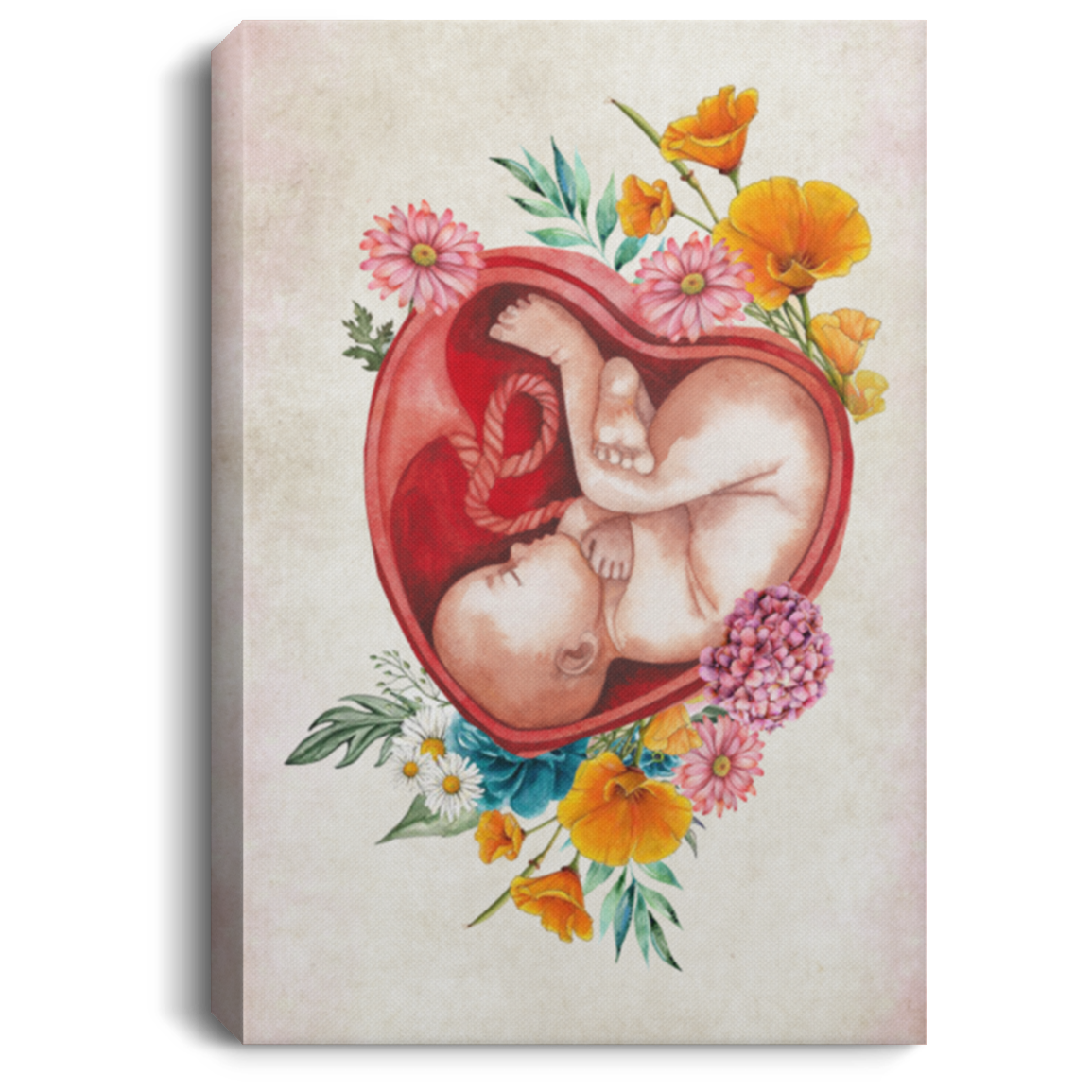 Pregnancy Womb Anatomy Gynecology Gallery Wrapped Framed Canvas Prints-Unframed Poster-Home Decor Wall Art, White, 0.75'' Framed Canvas