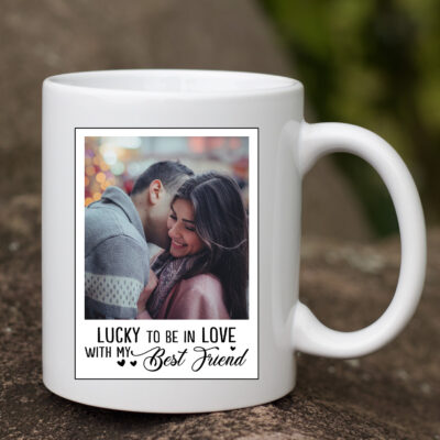 Alternative view of Custom Photo Lucky to Be in Love with My Best Friend Ceramic Coffee Mug - Water Bottle - Color Changing Mug