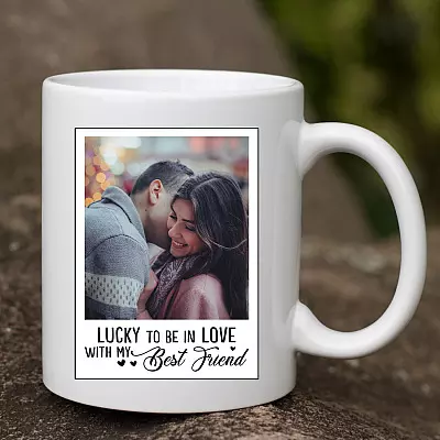 Alternative view of Custom Photo Lucky to Be in Love with My Best Friend Ceramic Coffee Mug - Water Bottle - Color Changing Mug