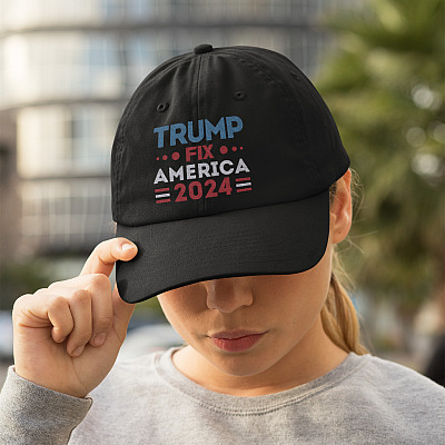 Alternative view of Trump Fix America Again 2024 Twill Cap - Trump Is Still My President Say No To Sleepy Joe Snapback Hat