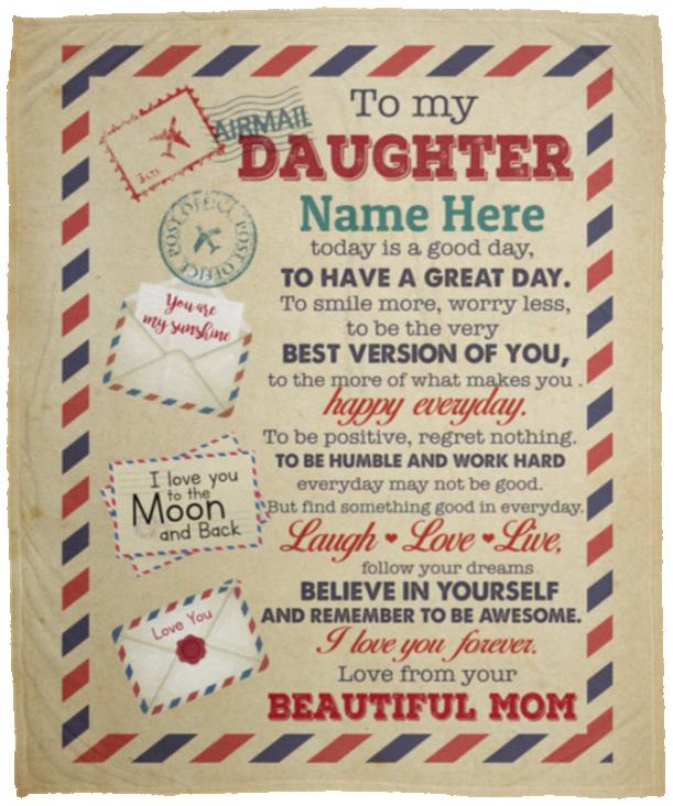 Personalized Daughter Blanket, White, Cozy Plush Fleece Blanket - 50x60