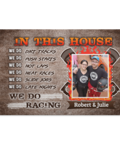 Personalized Photo In This House We Do Dirt Tracks We Do Push Starts Framed Canvas Prints - Unframed Poster, White, 0.75'' Framed Canvas