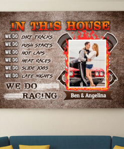 Alternative view of Personalized Photo In This House We Do Dirt Tracks We Do Push Starts Framed Canvas Prints - Unframed Poster