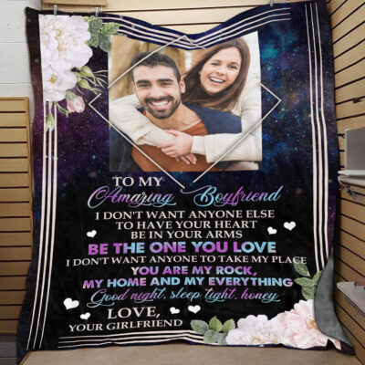 Alternative view of Personalized Photo To My Amazing Boyfriend I Don't Want Anyone Have Your Heart Fleece Blanket - Mink Blanket