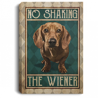 No Shaking The Wiener Funny Bathroom Framed Canvas - Unframed Poster, White, 0.75'' Framed Canvas