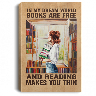 In My Dream Reading World Corner Design World Wrapped Framed Canvas - Unframed Poster - Home Wall Art, White, 0.75'' Framed Canvas