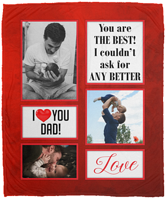 Personalized Photo I Love You Dad You're The Best Fleece Blanket - Mink Sherpa Blanket - Woven Blanket, White, Cozy Plush Fleece Blanket - 50x60
