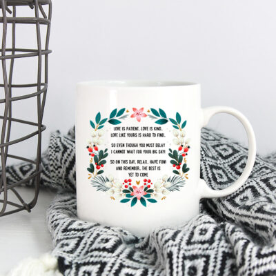 Alternative view of Love Is Patient Love Is Kind Coffee Mug - Beer Stein - Water Bottle - Color Changing Mug - Quarantined Wedding Gift