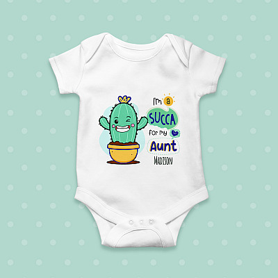 Alternative view of Personalized I'm A Succa For My Aunt Cute Cactus Baby Onesie - Toddler Infant Bodysuit