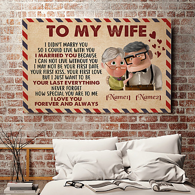Alternative view of Personalized to My Wife I Didn't Marry You so I Could Live - Air Mail Letter Couple Framed Canvas - Unframed Poster