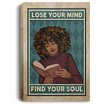 Lose Your Mind Find Your Soul Framed Canvas - Afro Woman Reading Books Unframed Poster, White, 0.75'' Framed Canvas