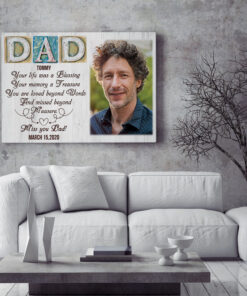 Alternative view of Personalized Custom Photo Memorial Dad Your Life Was A Blessing Framed Canvas - Loss Of Dad Unframed Poster