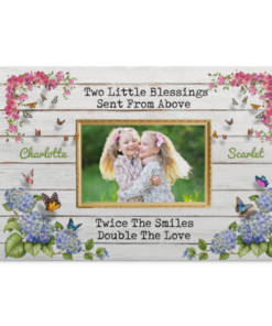 Custom Photo Two Little Blessings Sent from Above Framed Canvas - Unframed Poster - Home Wall Art, White, 0.75'' Framed Canvas