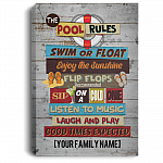 Personalized The Pool Rules Swim Or Float Enjoy The Sunshine Wrapped Framed Canvas Prints - Unframed Poster, White, 0.75'' Framed Canvas