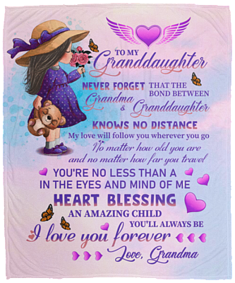 The Bond Between Grandma Granddaughter Knows No Distance Fleece Blanket - Mink Sherpa Blanket - Woven Blanket, White, Cozy Plush Fleece Blanket - 50x60