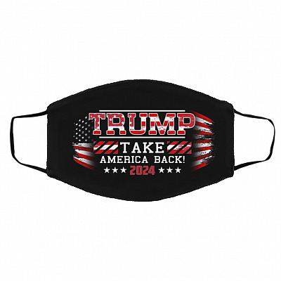 Trump Take America Back, Black, Cloth Face Cover – Medium/Large